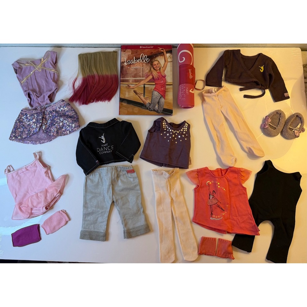 American Girl Isabelle Palmer 2014 GOTY Dance Outfits Accessory Lot Retired Y2K